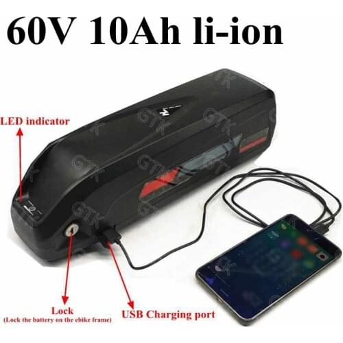 GTK New 60V 10Ah electric bike lithium battery 60v li-ion battery pack for Mountain modified folding e bike+67.2V 2A Charger