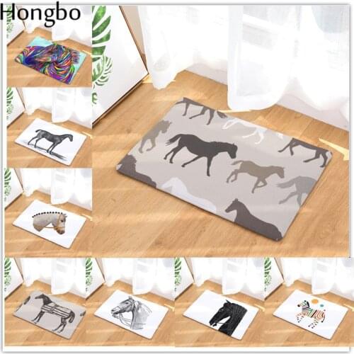 Hongbo New Welcome Mats Styles Horse Print Doormats Bathroom Kitchen Carpet Home Floor Mats Living Room Anti-Slip Rug 40X60 50X8