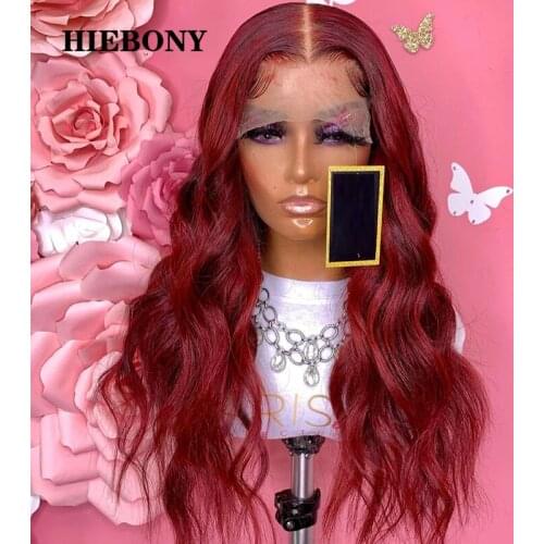 Red Loose Wave 13x6 Lace Front Human Hair Wigs with Baby Hair Brazilian Red Color Loose Wave 13x6 Lace Front Wigs Bleached Knots