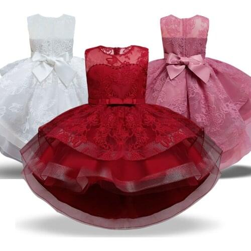 4-10 Year Lace Frocks Flower Girl Wedding Gown Dress Kids Dresses for Girl Birthday Party Elegant Children Girl Princess Dress