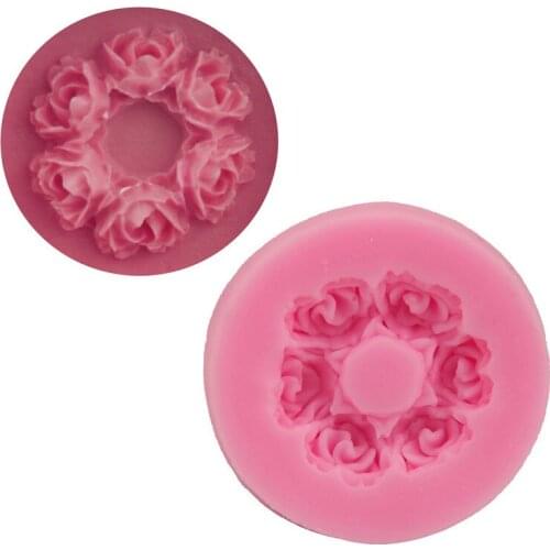Mini rose wreath cake mold DIY silicone flip sugar baking tool chocolate cake decoration mold H1784