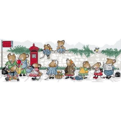 Lovely kit 19-20 Cross stitch Handmade 14CT Counted Canvas DIY,Cross-stitch kits,Embroidery The little mouse waiting for the