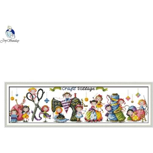 Joy Sunday Cartoon Style Craft Village Free Counted Cross Stitch Christmas Design Handwork Embroidery kits for Gifts
