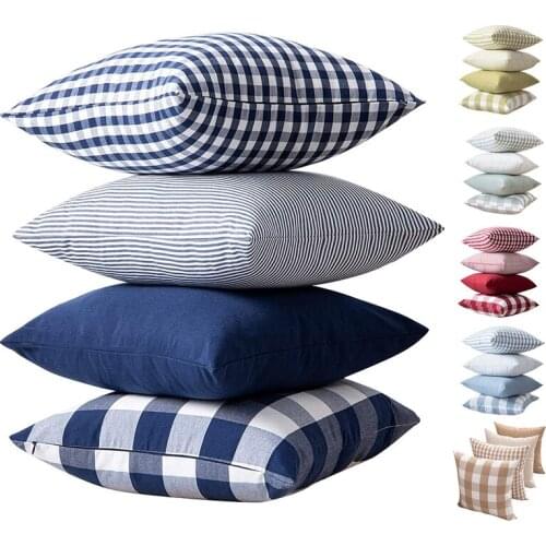 Set of 4 Cushions Square Design Durable Pillowcase for Bed Sofa Bedroom Chair Office 45X45Cm