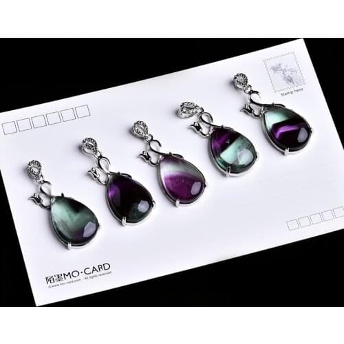 1PC natural fluorite mineral jewelry water drop fluorite pendant noble fashion couple decoration pendant pendant necklace gift