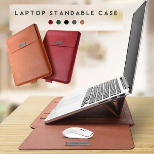 Laptop Standable Case Waterproof PU Leather Laptop Carrying Bag Kit with Holder Function NK-Shopping