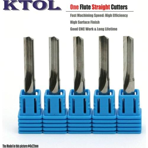 6x22MM Single Flute Straight Milling Cutter CNC Wood Router Bits 5pcs Solid Carbide End Mills Woodworking Engraver Cutters Tools