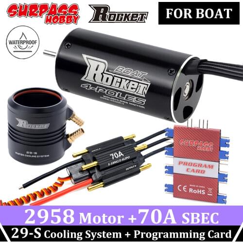 Rocket Waterproof 2958 Brushless Motor Boat 70A ESC SBEC Remote Control Cooling System Programming Card Fishing Finder Rc Speed