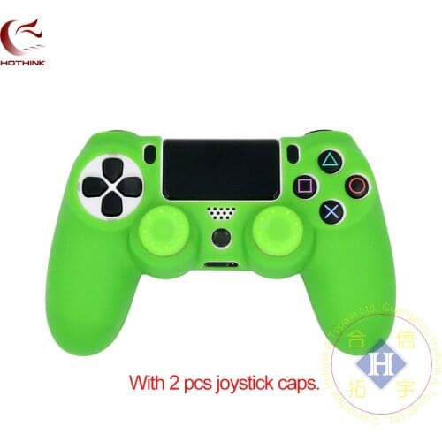 HOTHINK Silicone Cover Case +Thumbstick Joystick Cover Grips Caps For Playstation 4 PRO PS4 SLIM Dualshock 4 Controller