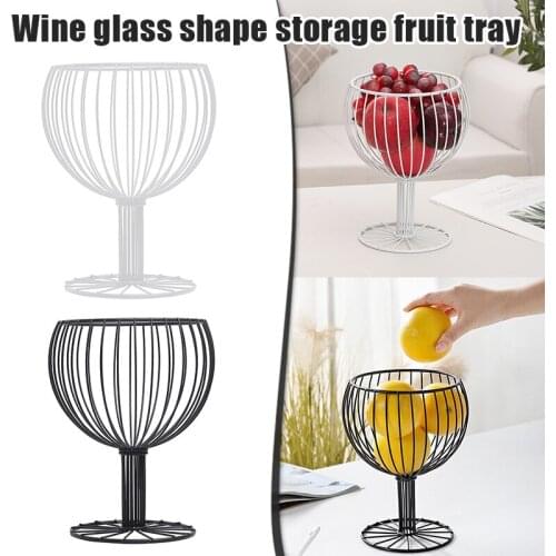 Stylish Fruit Plate Wine Glass Iron Snack Storage Tray Dessert Fruit Basket Home Decor Iron Fruit Bowl can CSV