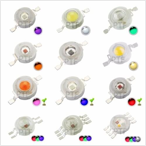 10pcs High Power 3W LED Chip 3 W Natural Cool Warm White Red Blue Green Yellow Light 3 watt SMD Intergrated for Spotlight