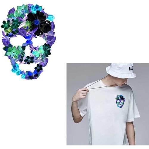 Skull Thermal Patches For Rock Boy Heat-Transfer Vinyl Iron Patch Decor Prints Applique Washable For Clothing Transfer Sticker