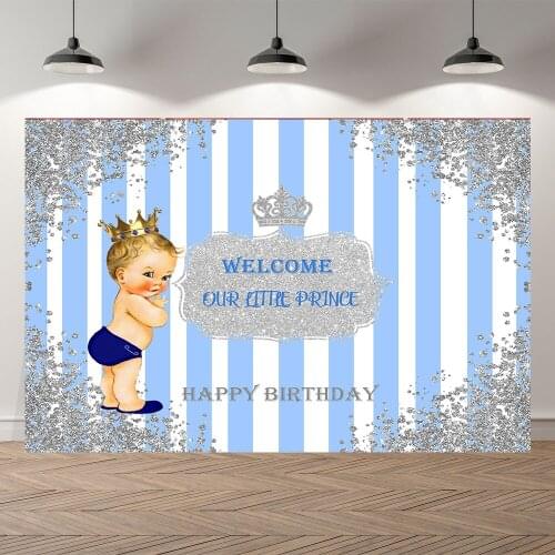 Thinvinyl new born prince BirthdayParty baby shower BannerBackgrounds Printed Professional Indoor Photographic studio Backdrop
