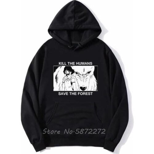 Monster Hunter Hoodie Kill The Humans Save The Forest Wolf Print Hoodies Steven Universe Funny Anime Men Sweatshirt Spring