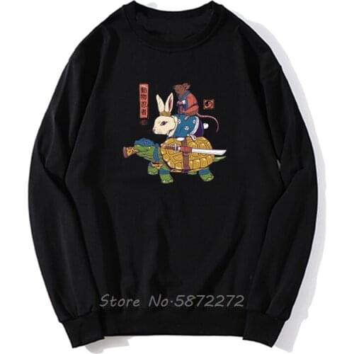 Kame Usagi And Ratto Ninjas Hoodie Rabbit Turtle Mouse Animal Japan Men Pollover Sweatshirt Fleece Hoodies Streetwear Harajuku
