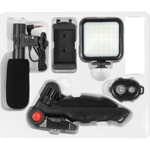 Vlogging Kit Mobile Phone Bracket Microphone Fill Light Combination Set for Vlog Live Phone Recording