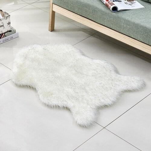 Shaggy Carpet for Living Room White Red Faux Fur Sheepskin Rug Anti-slip Carpet Bedroom Office Seat Cushion 60x90cm