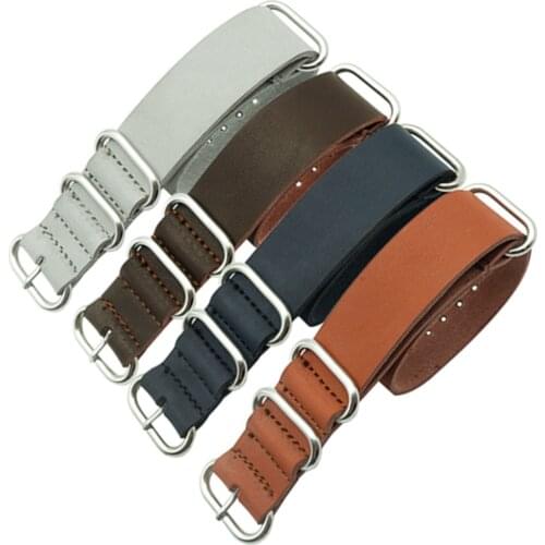 Top Quality Thickened Leather ZULU Watchband Strap NATO Soft Watch band 18mm 20mm 22mm 24mm Watch Accessories