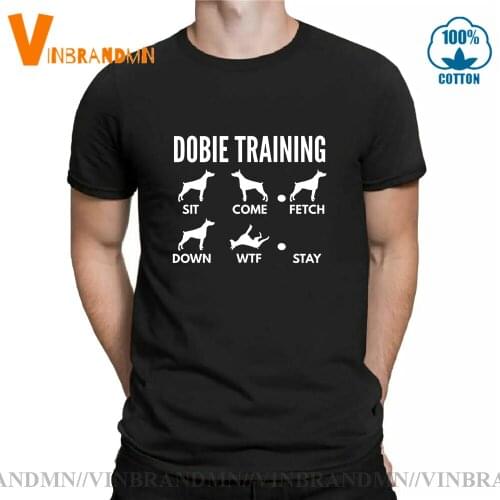 Funny Dobie Training Mens T-shirt Humor Doberman Pinscher Tricks T-shirt Cute Pet Dog Animal Printed Graphic Tee shirt