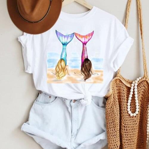 Women Cartoon Sister Sweet Friends Cute Style Trend Fashion Summer Lady Print Tee Graphic T Top Female Tshirts Clothes T-Shirt