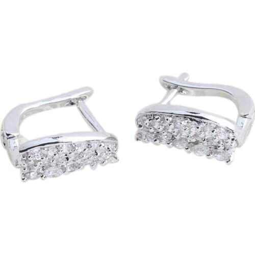 Flawless White Stone 2*2mm Semi-precious Silver Cool For Womens Earrings ED0047