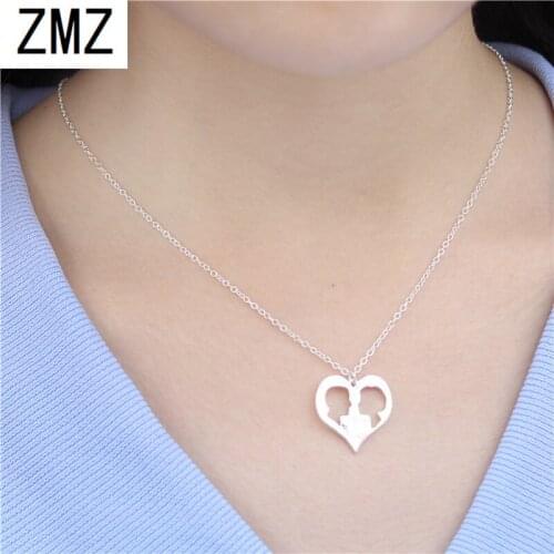 ZMZ 2019 10pcs Europe/US fashion cute Lovers heart pendant geometry necklace gift for mom/girlfriend party jewelry