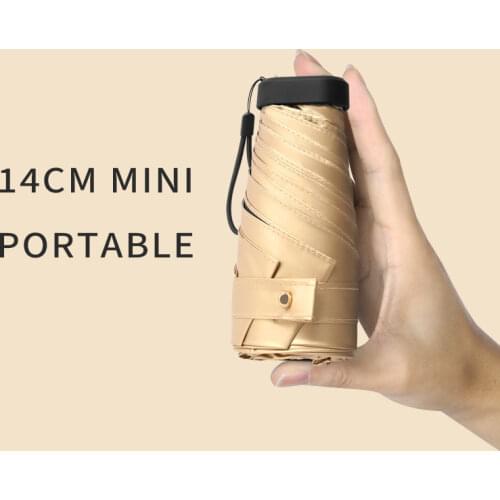 Gold Coating Sun Umbrella Portable Mini Flat Folding Clear Umbrellas UV Protection Parasol Simple Umbrella Rain Women Outdoor