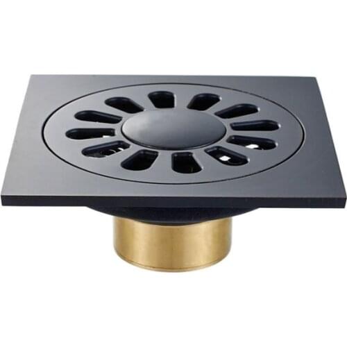 1pc High Quality Black Bronze Brass Material Square Deodorant Floor Drain American Black Floor Drain 10cm*10cm