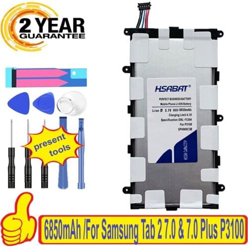 100% Original HSABAT 6850mAh Battery For SP4960C3B Samsung Galaxy Tab 2 7.0 & 7.0 Plus GT-P3100 P3100 P3110 P6200