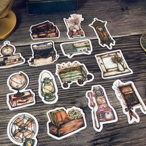 14 Piece Retro Furniture Stickers Scrapbooking Vintage Junk Journal Material Stickers Decorative Craft Scrapbooking Supplies