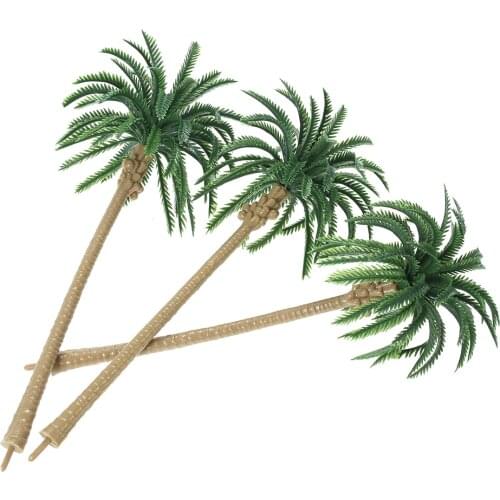 15pcs Miniature Scenery Layout Model Plastic Tree Palm Trees Train Coconut Rainforest Home Garden Decoration