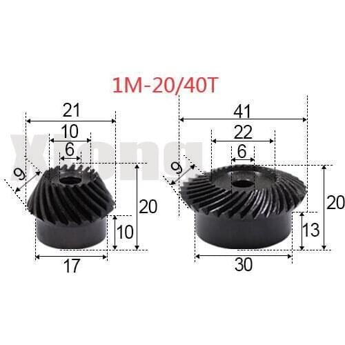 1M-20 / 40Teeths 1: 2 Ration Precision Spiral Bevel Gear Spiral Bevel Gear 0.15g