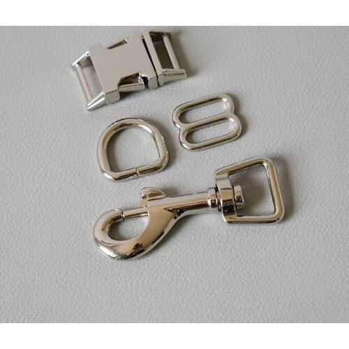 50 suit 15mm Metal 8 button belt straps slider breakaway side release buckle spring hook for dog collar leash accessories