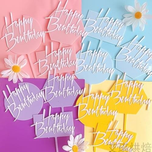 INS Happy Birthday Acrylic Cake Topper Circus Round Double Layer Cupcake Topper For Birthday Party Cake Decorations Baby Shower