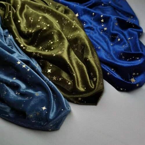 Velvet Fabric Silky With Golden Star for Dress Trousers Luxury Soft Stretchy Home Textile