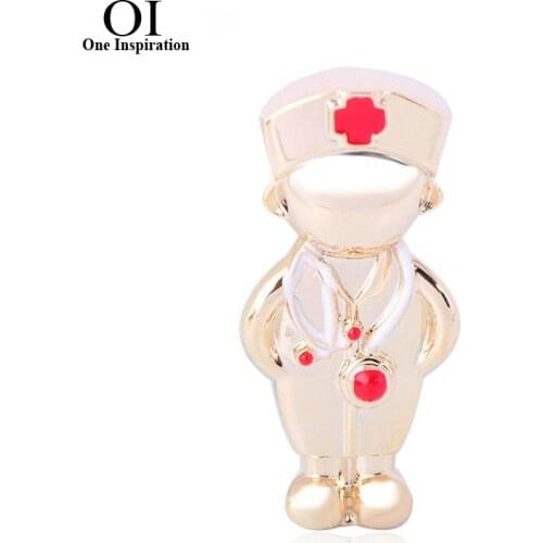 OI Doctor Brooch Alloy Enamel Pins For Boys Uniform Coat Garment Collar Decoration Jewelry Work Banquet Accessories
