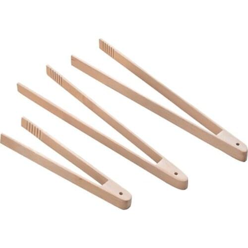 Wooden Food Tongs Kitchen Utensils Buffet Cooking Tool Anti Heat Bread Clip Pastry Clamp Barbecue Kitchen Tools