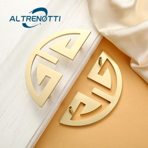 Wardrobe Door Pull Chinese Half Moon Style For Cabinet Furniture Kitchen Cupboard Brass Gold Handle Drawer Luxury Knob Hardware