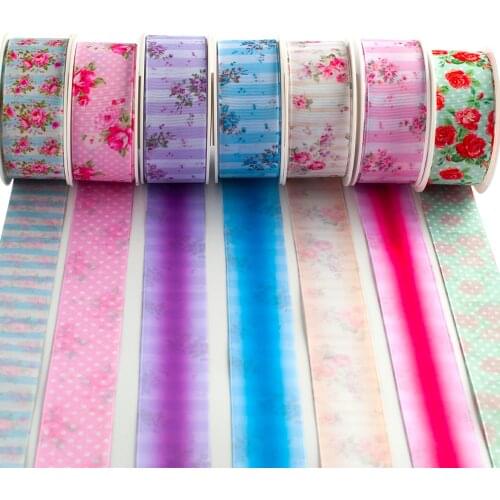 Double-sided Printing Floral Grosgrain Ribbon 10 Yards DIY Bow Accessory Decoration