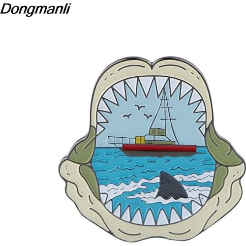DZ231 Shark Hard Enamel Pins Badge Backpack Collar Lapel Women Men Fashion Jewelry