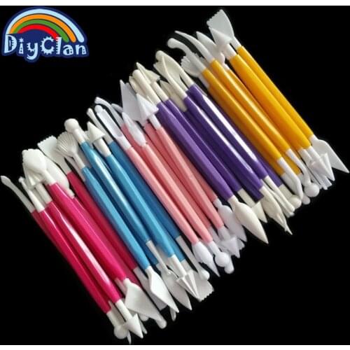 8Pcs/Set Flower Sugarcraft Shaping Knife Tools for Fondant Cake Decorating Pastry Carving Cutter Yellow Blue Pink 5 Color Baking