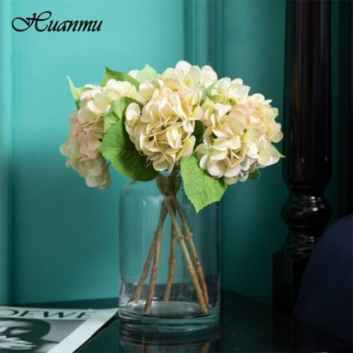 1Pc Bouquet Artificial Peony Hydrangea Family Wedding Party Birthday New Year Valentine Silk Flower Decoration Christmas Supply