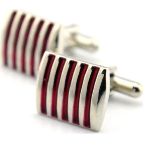 Classic Square Enamel Cufflinks Stripe Pattern Cuff Links 2 Color Cuff Button Mens Fashion Jewelry Accessory Gift 20pairs/lot