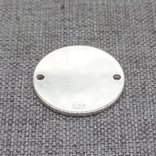 2pcs of 925 Sterling Silver Disc Connector Charm 15mm Plain Blank Disc Tag