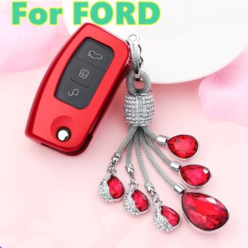 For FORD Focus Ecosport Fiesta Car key bag female key set key ring folding protective case gift car decoration accessories