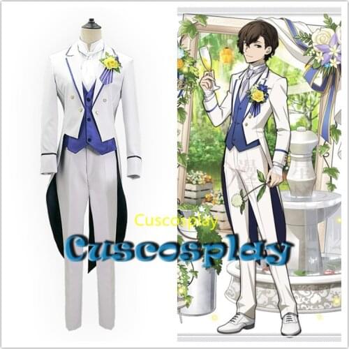 Anime Bungo Stray Dogs Dazai Osamu Cosplay Costume White Tuxedo Trench Outfit Men Adult Uniform Halloween Christmas Party Suits