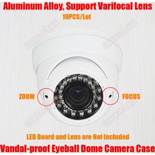 10PCS/Lot Vandal Proof Vari-focal IR Eyeball Dome Camera Case Zoom Focus White Ceiling CCTV IP Security Metal Casing Housing