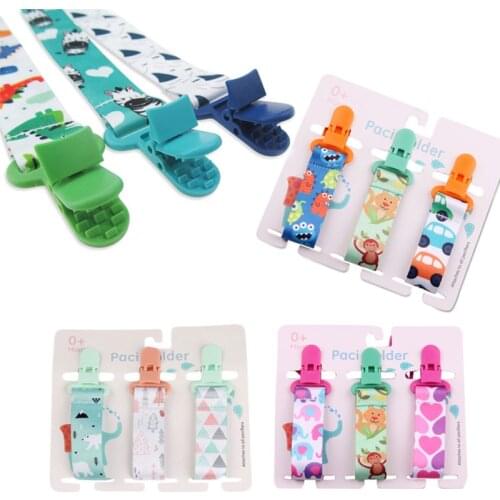 Baby Pacifier Clip Set Pacifier Chain Dummy Clip Nipple Holder for Baby Cartoon Print Child Pacifier Clips Soother Holder