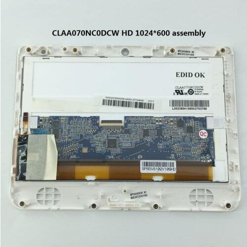 Original NEW CLAA070NC0DCW HD 1024 * 600 7 inch LCD display screen outer screen glass notebook screen with frame white