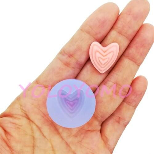 P950YL 18.0mm x 16.4mm Kawaii Heart Silicone Mold Earrings Necklace Pendant Making Resin Clay Art Craft Fondant Cake Decoration
